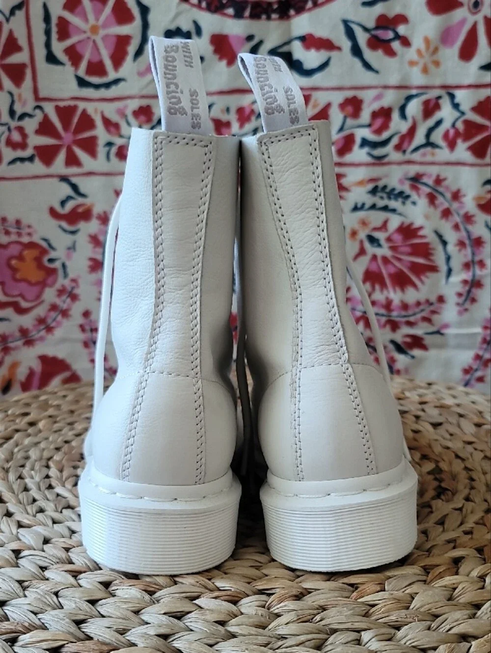 Dr. Martens White Lace-Up Women's Combat Booties